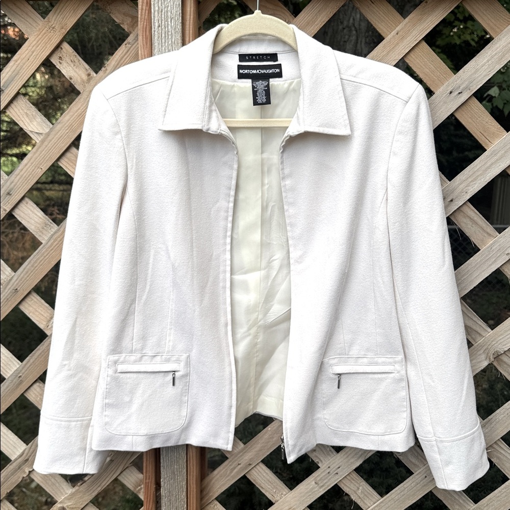 Norton McNaughton White/Ivory Jacket Luxury Old Money Minimalist Front Zip
